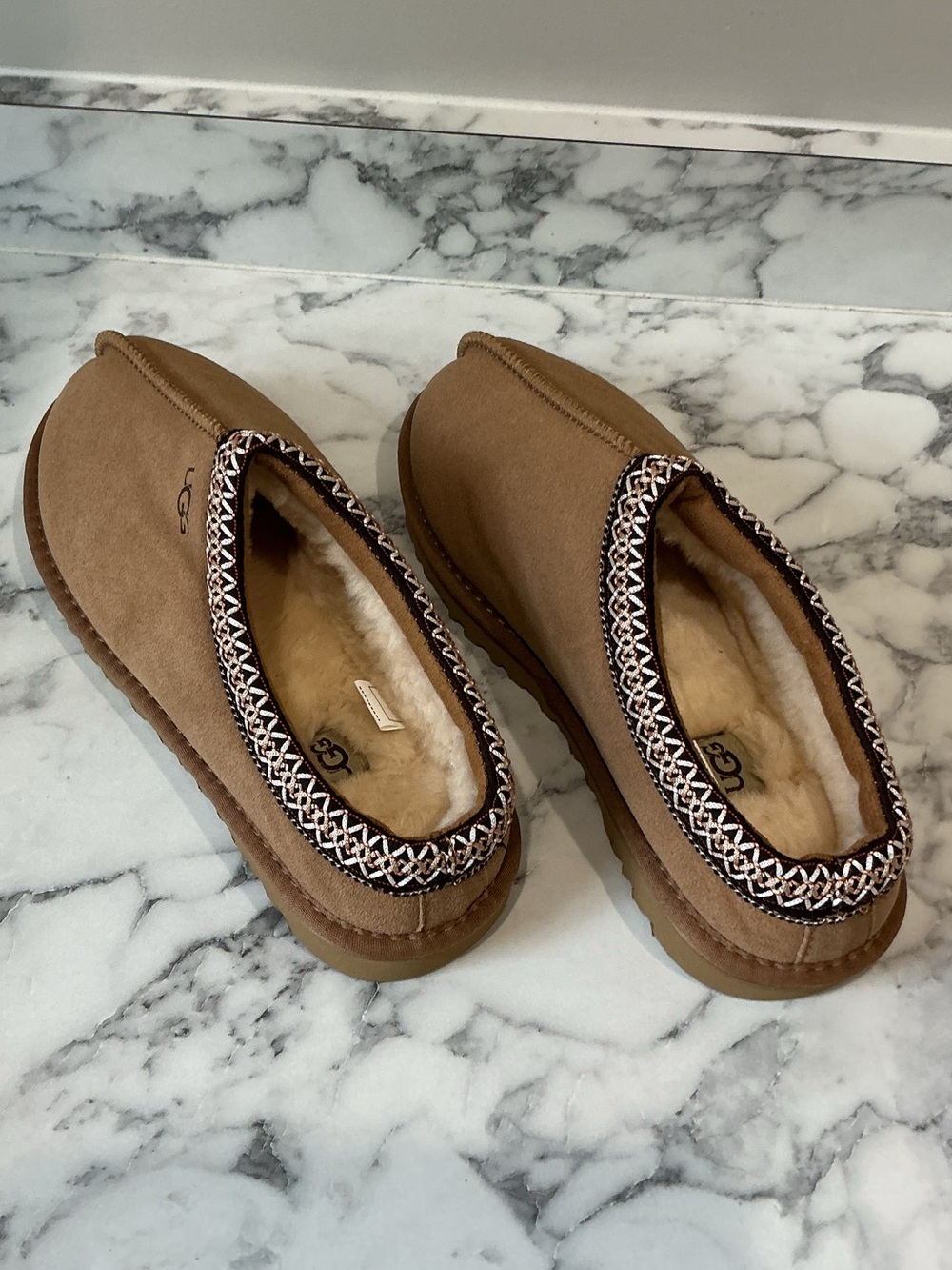 UGG Women's Tan Suede Tasman Moccasin Slippers